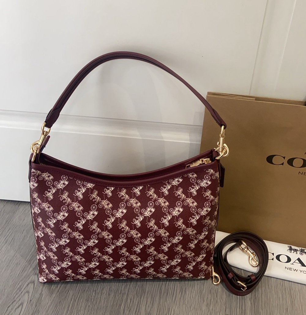Coach Burgundy Classic Carriage Monogram Underarm Bag - Picture 1 of 9
